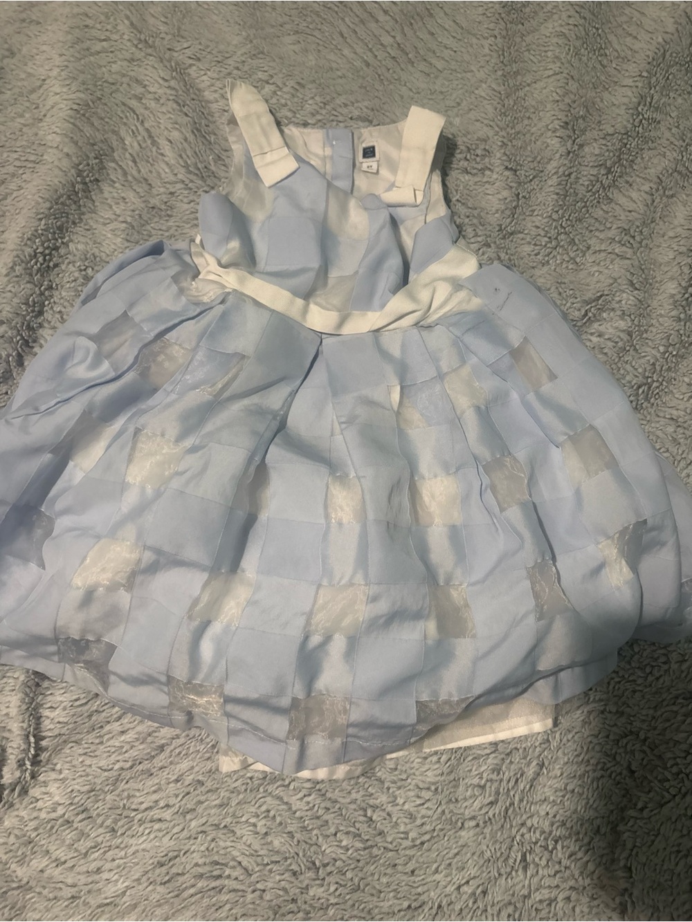 Janie and Jack Light Blue and White Checkered Party Dress